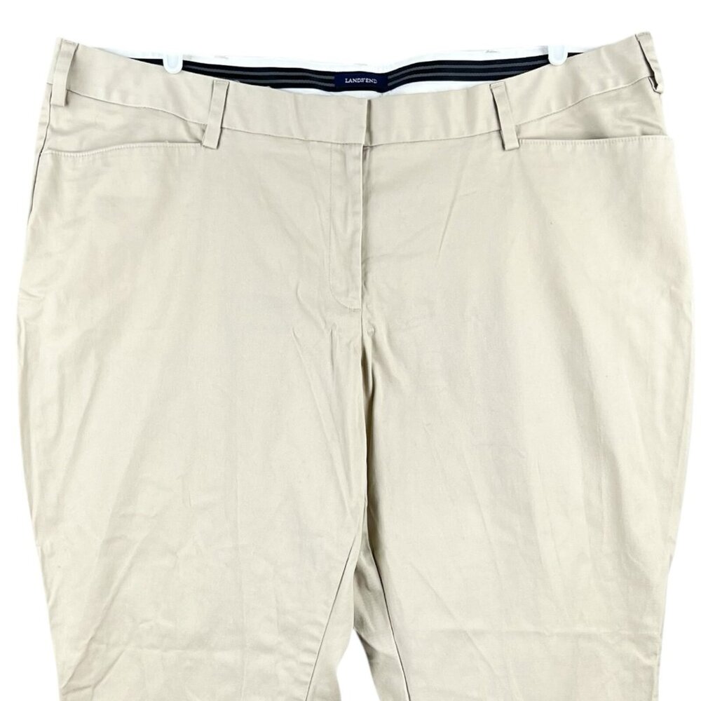 Lands' End Womens Beige Casual Twill Pants Sz 24W Stretch Straight Leg High Rise - Picture 3 of 11